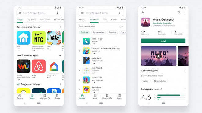 Google Play Store được thiết kế hoàn toàn mới