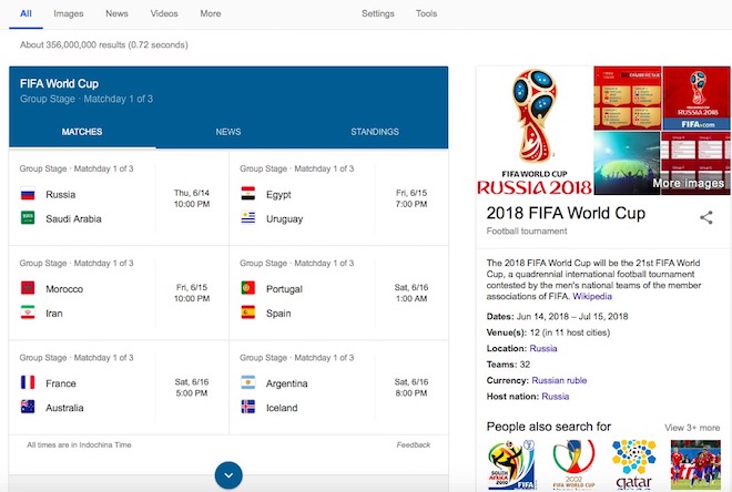 Google mở "đại tiệc" đãi người hâm mộ bóng đá mùa World Cup 2018