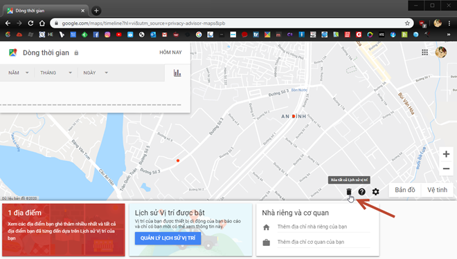 Cách xóa lịch sử tìm kiếm trên Google Maps